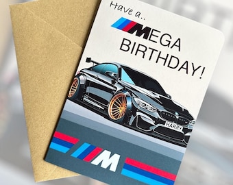 Personalised Car Birthday Card Customised Number Plate Birthday Card BMW M4 Birthday Card Gift for Friend Gift for Car Fan Petrol Head