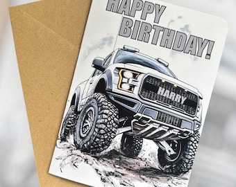 Personalized 4x4 Pick-Up Truck Birthday Card Pick-Up Truck Lover Birthday Card Customized 4x4 Birthday Card Gift for Friend Gift for Trucker
