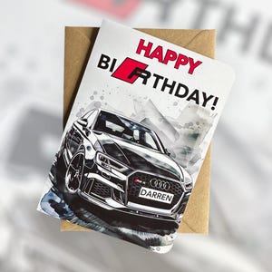 Personalisiertes Nummernschild Sportwagen Geburtstagskarte Audi RS3 Geburtstagskarte Angepasste Auto-Geburtstagskarte RS3 Geburtstagskarte Geschenk für ihn