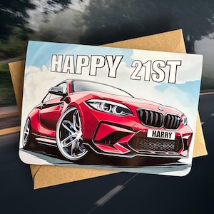 Gepersonaliseerde autoverjaardagskaart Aangepaste BMW M2 verjaardagskaart Autoliefhebber verjaardagskaart Cadeau voor vriend Aangepaste autoverjaardagskaart BMW M2