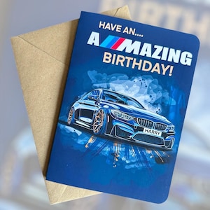 Personalised Registration M4 Competition Birthday Card Sports Car Birthday Card Car Lover Birthday Card Gift for Petrol Head Gift for Him
