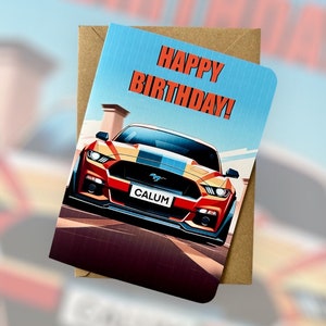 Carte d'anniversaire personnalisée Carte d'anniversaire Ford Mustang Carte d'anniversaire Muscle Car Carte d'anniversaire Mustang Carte d'anniversaire voiture Carte personnalisée