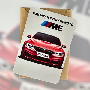 Biglietto di auguri di compleanno personalizzato per auto con registrazione BMW M4 Biglietto di auguri per anniversario per auto sportiva Regalo per amante delle auto Regalo per amico