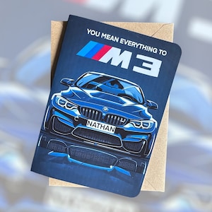 Personalisiertes Nummernschild Sportwagen Geburtstagskarte Maßgeschneiderte BMW M3 Geburtstagskarte Geschenk für Freund Geschenk für Auto-Liebhaber Auto-Liebhaber