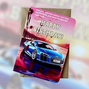 "Audi R8 V10 Geburtstagskarte ""Audi R8 V10"" Geburtstagskarte Geburtstagskarte ""Audi R8"" Geburtstagskarte Auto Geburtstagskarte Geschenk für Autoliebhaber."
