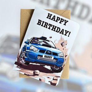 "Personalisierte Registrierungs-Rallye-Auto-Geburtstags-Karte" "" "" "" "" " " " " " " " " " " " " " " "     "" subaru Impreza Geburtstagskarte Geschenk für Auto - Liebhaber """" ."