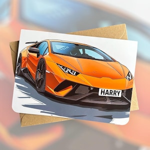 Carte d'anniversaire personnalisée Supercar, carte d'anniversaire pour amoureux des voitures, carte d'anniversaire personnalisée pour voiture, cadeau pour ami fou, cadeau pour fils