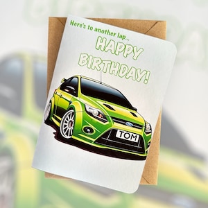 Personalised Registration Ford Focus RS Birthday Card Ford Birthday Card Car Birthday Card Personalised Card Gift For Car Lover Ford Focus