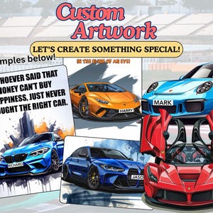 Biglietto di auguri di compleanno personalizzato Biglietto di congratulazioni personalizzato Biglietto di auguri personalizzato Opera d'arte personalizzata Regalo per amante delle auto Regalo per amico Appassionato di motori