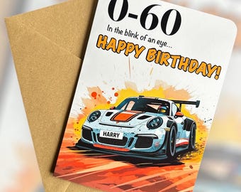 Personalised 0-60 & Registration Porsche 911 GT3 RS Birthday Card Porsche Birthday Card Sports Car Birthday Card Car Lover Birthday Card