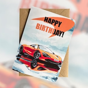 Carte d'anniversaire Supercar personnalisée McLaren Années 720 Carte d'anniversaire pour amateur de voitures Cadeau pour amateur de voitures Carte d'anniversaire pour lui McLaren