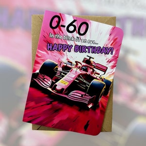 Carte d'anniversaire Formule 1 personnalisée 0-60 ans Carte d'anniversaire Formule 1 Carte d'anniversaire F1 Carte d'anniversaire de voiture de course Cadeau pour amateur de Formule 1