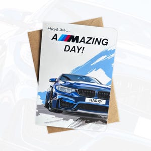 Personalised Sports Car Birthday Card BMW M4 Birthday Card Car Lover Birthday Card Gift For Car Lover Gift for Friend Car Birthday Card image 2
