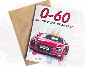 Tarjeta de cumpleaños personalizada de superdeportivo Tarjeta de cumpleaños R8 Tarjeta de cumpleaños personalizada Tarjeta de cumpleaños para amantes de los coches Regalo para amantes de los coches Regalo para un amigo