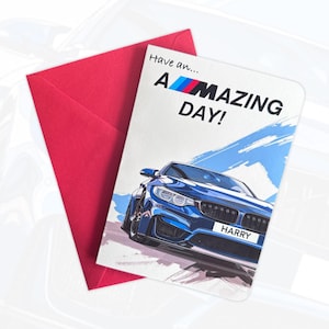 Personalised Sports Car Birthday Card BMW M4 Birthday Card Car Lover Birthday Card Gift For Car Lover Gift for Friend Car Birthday Card Performance Red