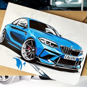 Personalisierte Auto Geburtstagskarte Individuelle BMW M2 Geburtstagskarte Sportwagen Geburtstagskarte Auto-Liebhaber Geburtstagskarte Geschenk für Autoliebhaber BMW M2