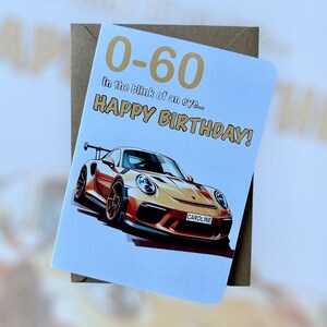 Personalisierte Eintragung & 0-60 Porsche 911 mattschwarz Geburtstagskarte Sportwagen Geburtstagskarte Sportwagen Geburtstagskarte Personalisierte Karte
