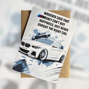 Plaque d'immatriculation personnalisée, carte d'anniversaire de voiture de sport, carte d'anniversaire pour amateur de voitures, carte d'anniversaire personnalisée pour BMW série 2, carte d'anniversaire BMW