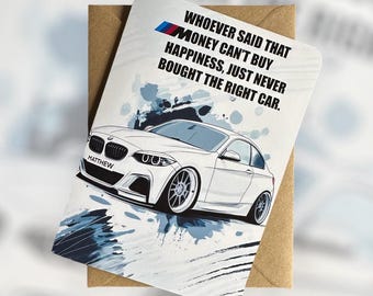 Personlig registreringsskylt med sportbilsfödelsedagskort Bilälskarens födelsedagskort Anpassat BMW 2-serie födelsedagskort BMW födelsedagskort