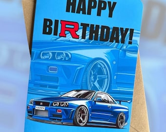 Personalised Nissan Skyline GT-R R34 Birthday Card Nissan Skyline