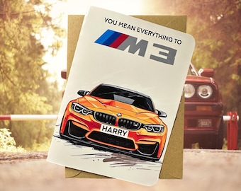 Personligt födelsedagskort för bil Anpassad registreringsskylt BMW födelsedagskort M3 födelsedagskort Bilälskare födelsedagskort Present till bilälskare BMW M3