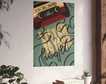 Retro Cassette Tape Heart Poster | Matte Vertical Poster