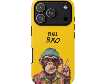 Peace Bro Monkey | Yellow Phone Case - for iPhone 14, 15, 16 & 17 All Series