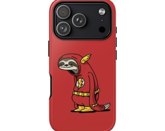 Sloth Flash Costume, Cute Superhero Animal, Red Phone Case - for iPhone 14, 15, 16 & 17 All Series
