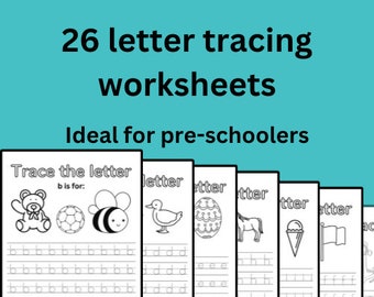 Practique el calco de hojas de trabajo del alfabeto y enséñele a su hijo a escribir a mano, aprenda a imprimir de la A a la Z, descarga instantánea, hojas de trabajo de preescolar