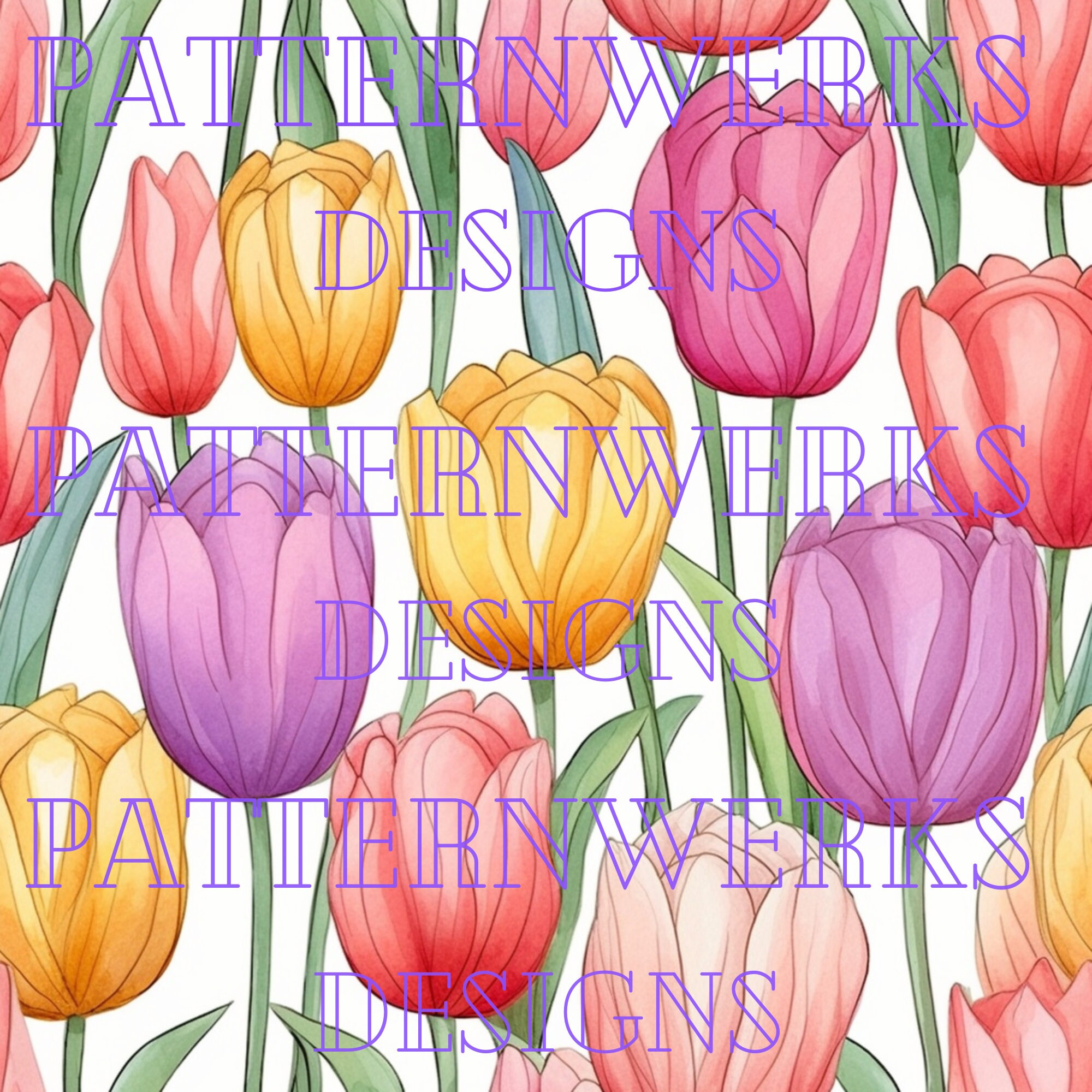 Watercolor Tulip Digital Paper -- Seamless Pattern -- Flower ...