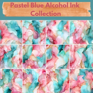 Pastel Blue Alcohol Ink Digital Paper -- Seamless Pattern -- Alcohol Ink Backgrounds -- 12 Designs -- Commercial and Personal Use --