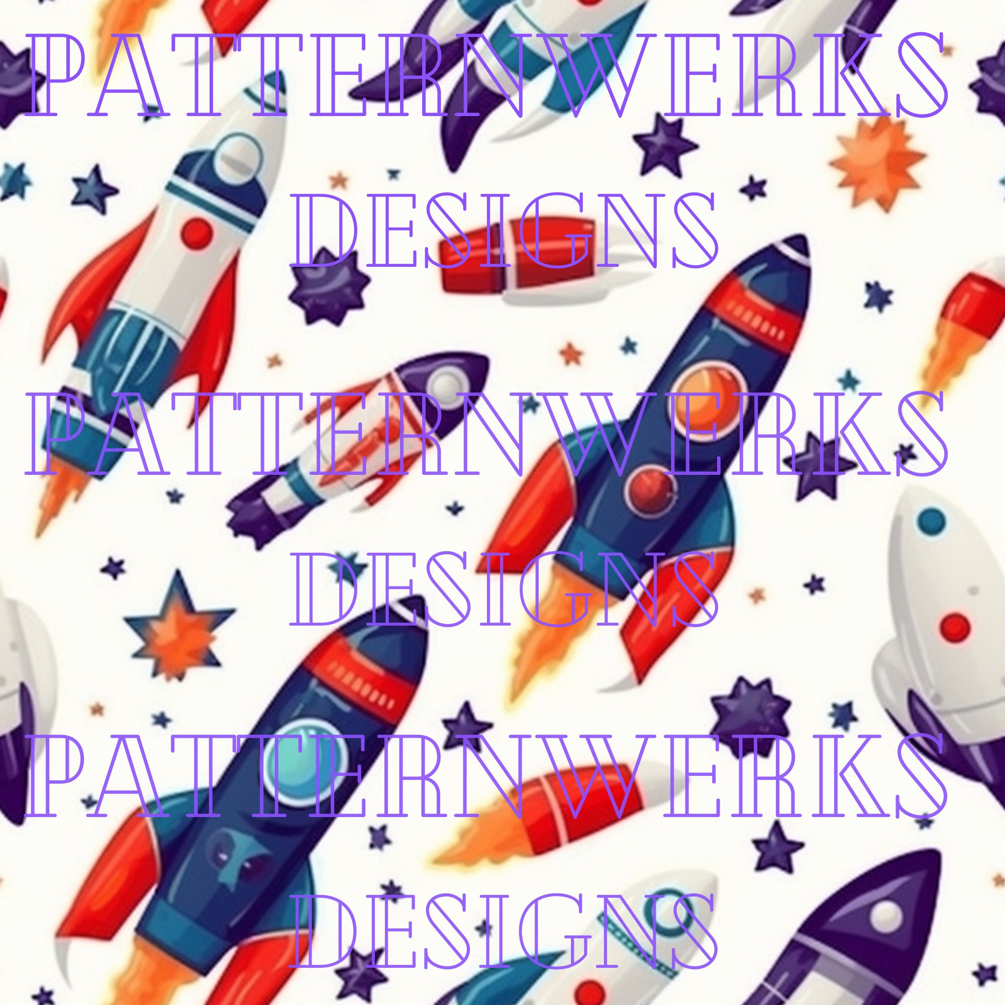 Rocketship Pattern Background Rocket Ship Digital Paper -- Seamless Pattern -- Space Backgrounds ...