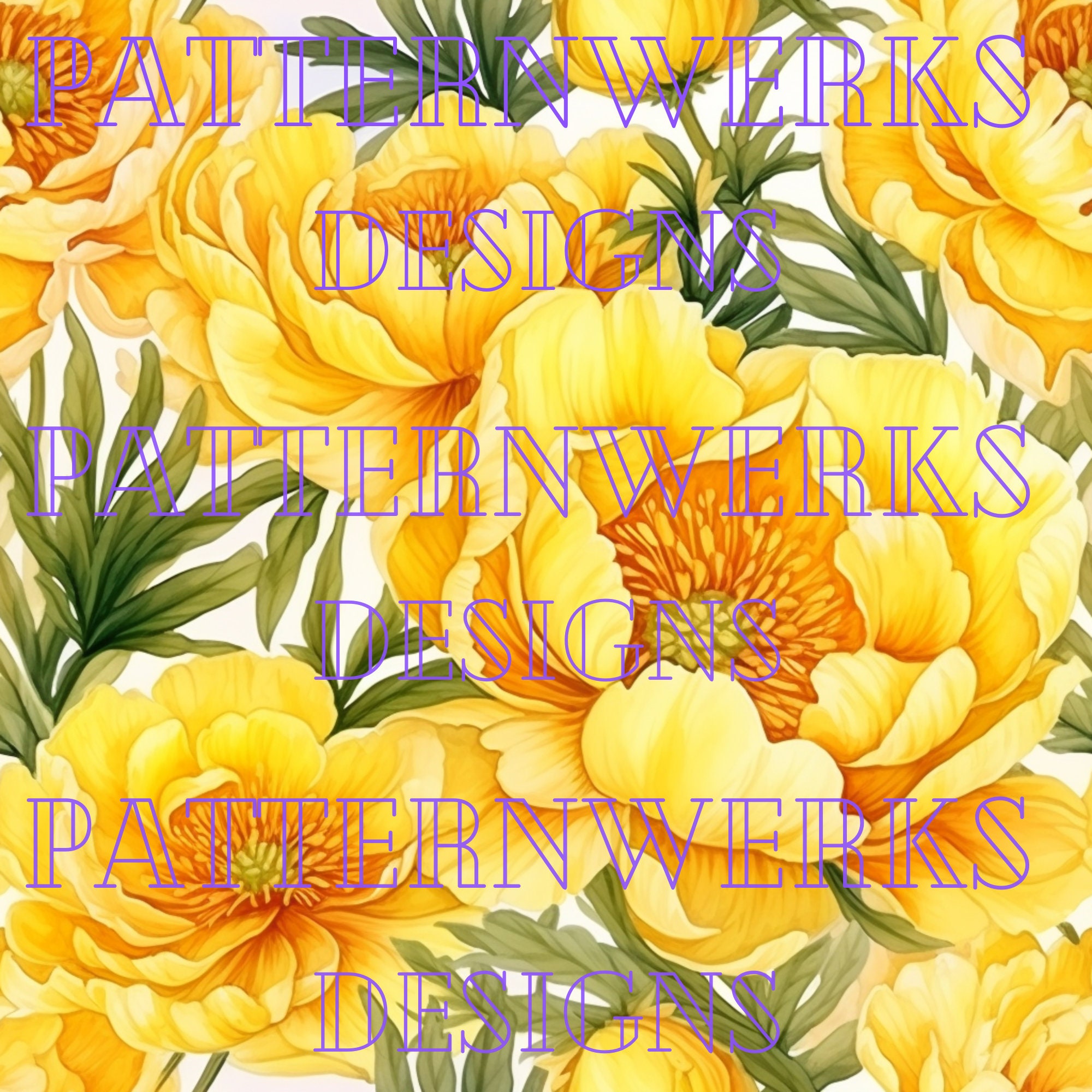 Watercolor Yellow Peony Flowers Digital Paper -- Seamless Pattern ...