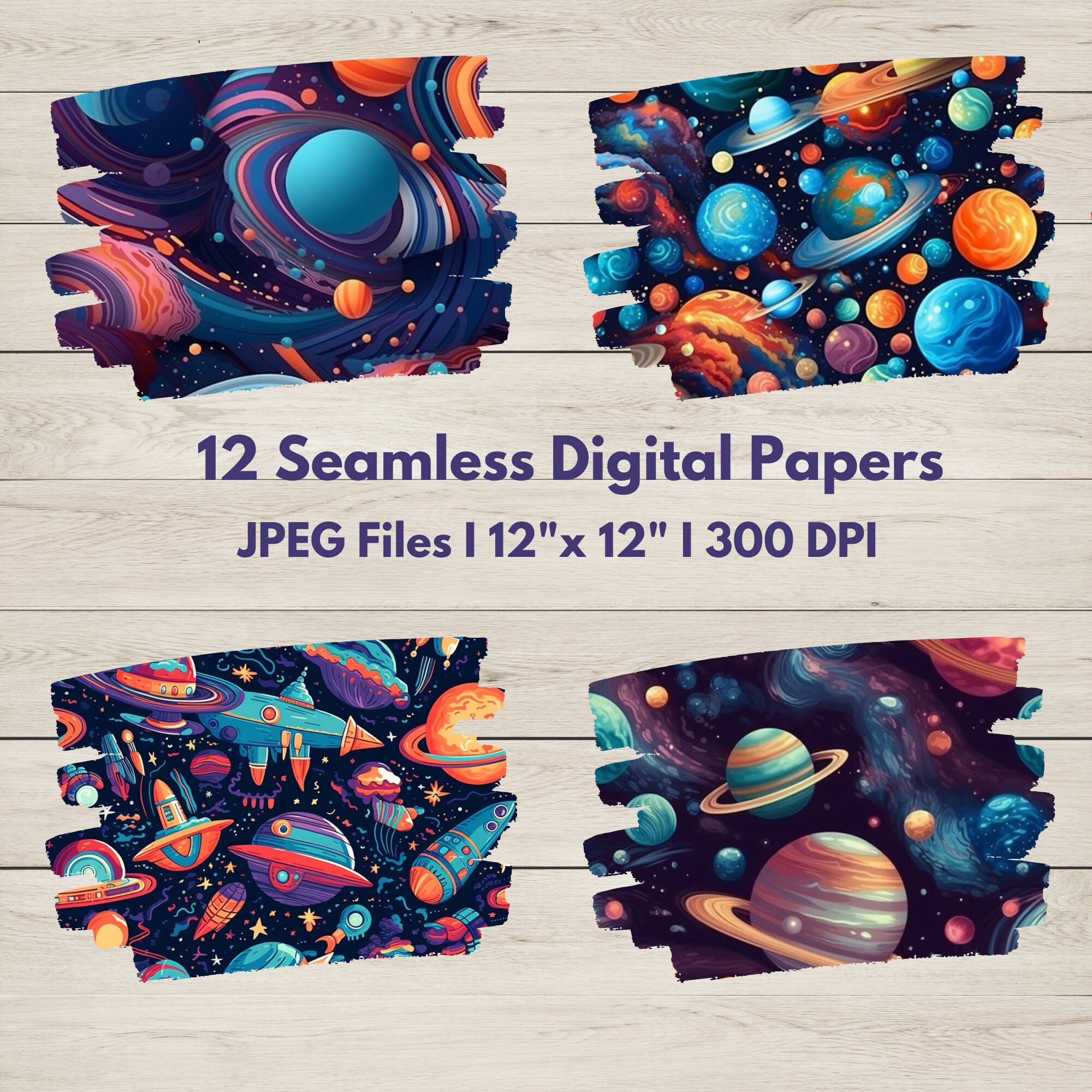 Outer Space Digital Paper -- Seamless Pattern -- Space Backgrounds ...