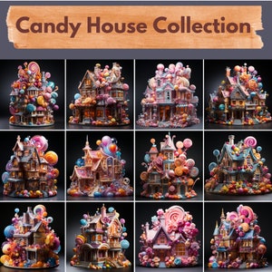 Papel digital Candy House - Fundos de doces - 12 designs - Uso comercial e pessoal -