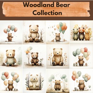Woodland Bear Digital Paper -- Bear Backgrounds -- 12 Designs -- Kommerzielle und persönliche Nutzung --