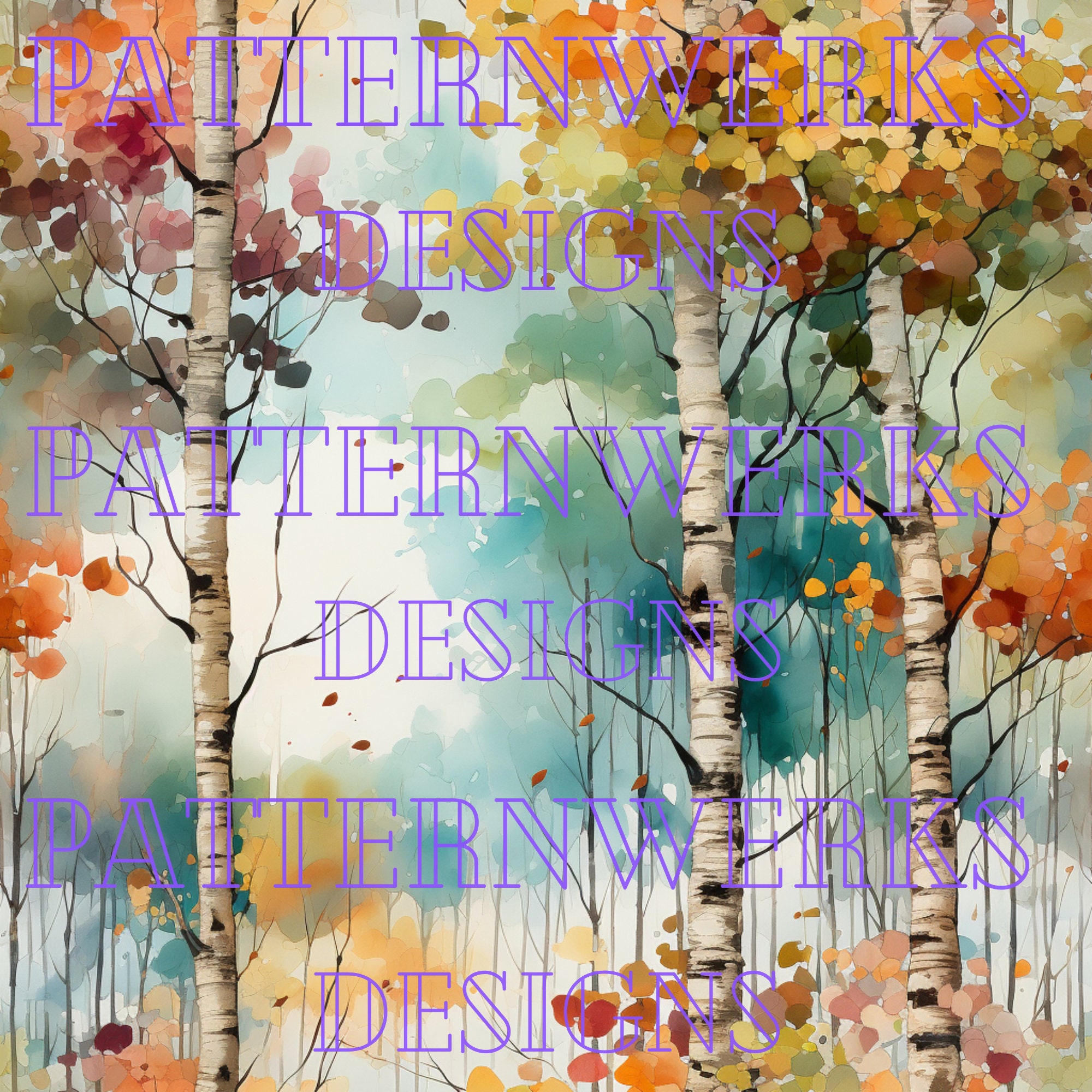 Watercolor Birch Tree Digital Paper -- Seamless Pattern -- Birch Tree ...