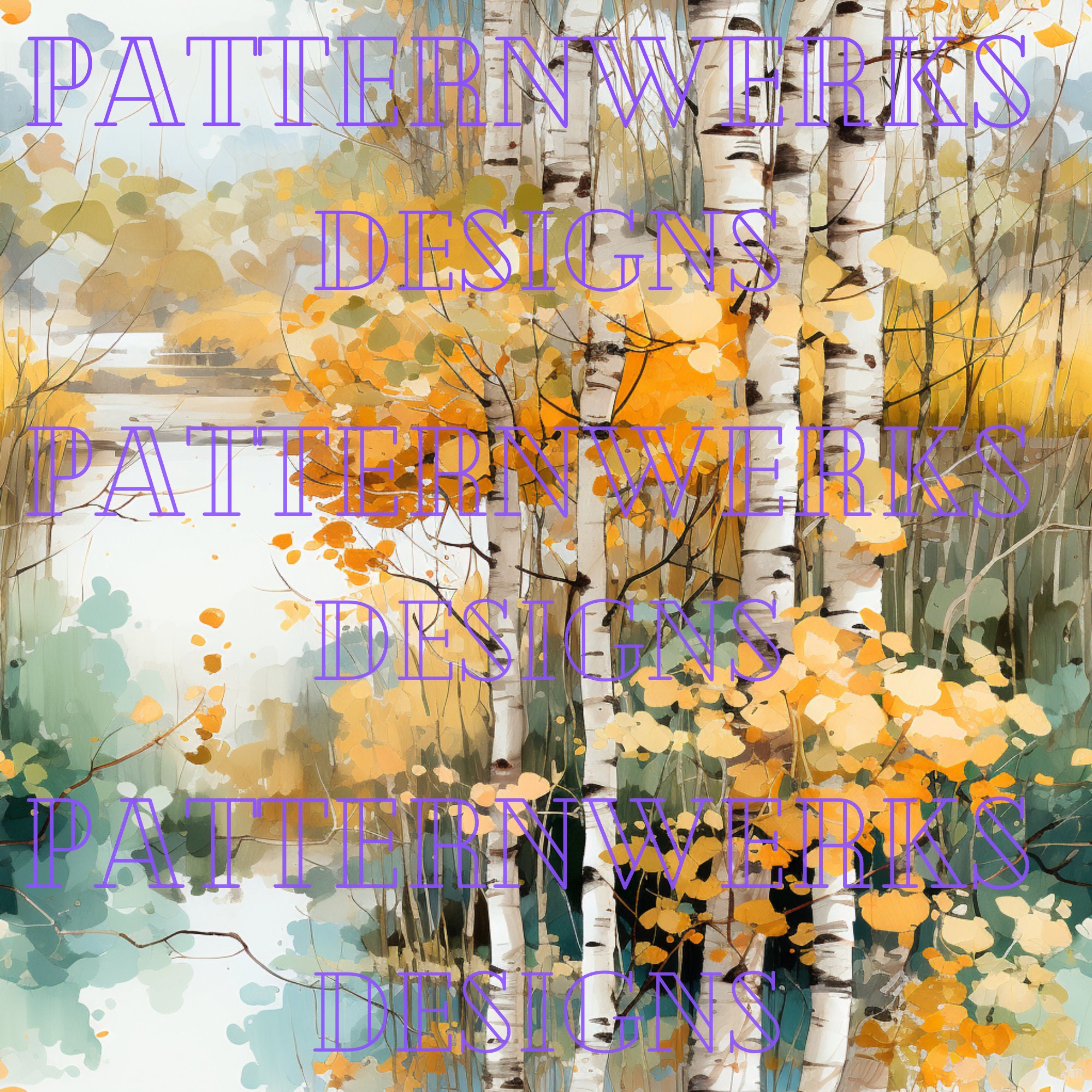 Watercolor Birch Tree Digital Paper -- Seamless Pattern -- Birch Tree ...