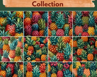 Tropical Pineapple Digital Paper -- Naadloos patroon -- Ananasachtergronden -- 12 ontwerpen -- Commercieel en persoonlijk gebruik --