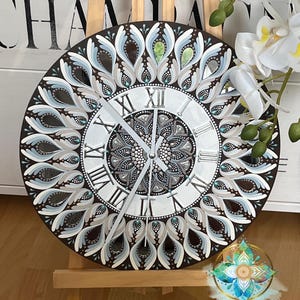 Hand-painted Mandala Wall Clock | Hand-painted Wooden Mandala Clock | Analog Mandala Wall Clock | Handcrafted Mandala Wall Clock | Wall Art