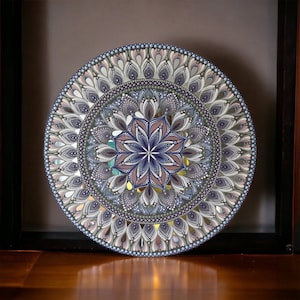 Large mandala wall picture hand-painted on wood | Boho wall decoration in pastel tones | Dot art mandala | meditative painting | round energy picture 50 cm