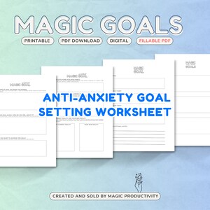 Anti-angst doelen stellen werkblad met instructies, doelen, invulbare PDF, afdrukbaar, A4, A5, US Letter, digitale download