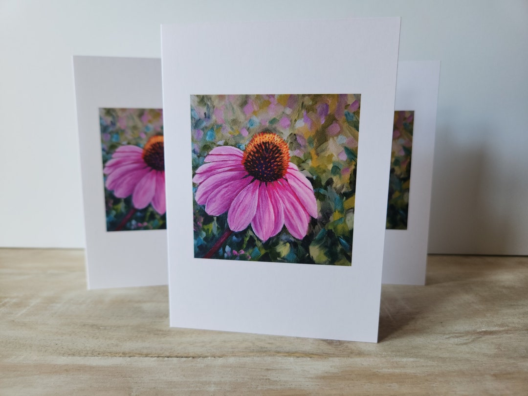 Fine Art Print Greeting Card | Blank Note Card | Pink Coneflower ...