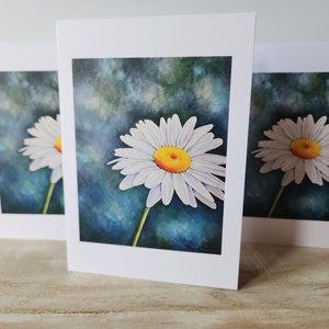 carte de voeux imprimée beaux-arts | carte de correspondance vierge | Oeuvres d'art originales | Fleur marguerite | Pour toutes les occasions | Anniversaire, merci, anniversaire et plus encore