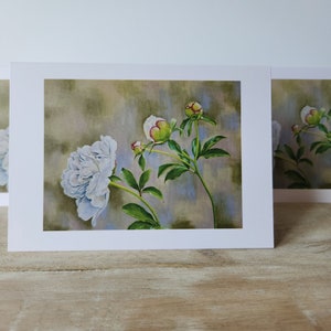 carte de voeux imprimée beaux-arts | carte de correspondance vierge | Originale | Pivoine | Conception florale | Pour toutes les occasions | Anniversaire, merci et plus