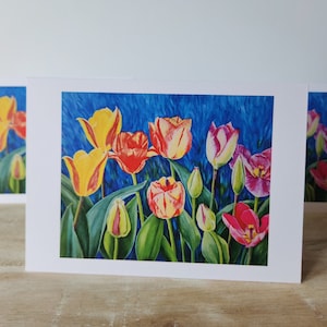 Fine Art Print Greeting Card | Blank Note Card | Original Art | Tulips | Flower | For Any Occasion | Birthdays, Best Wishes, Thank You