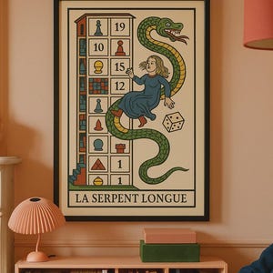 Il Serpente Lungo – Stampa Artistica dei Tarocchi A3 A4 | Decorazione murale esoterica | Opera d'arte spirituale e stregonesca | Poster della carta dell'Oracolo | Lo studio invisibile