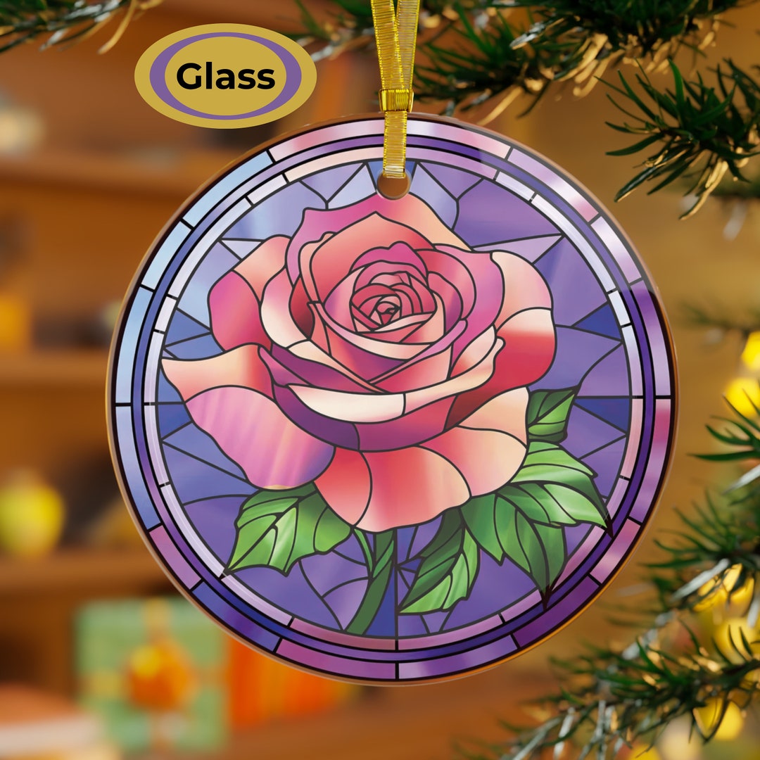 Pink Rose Christmas Ornaments 