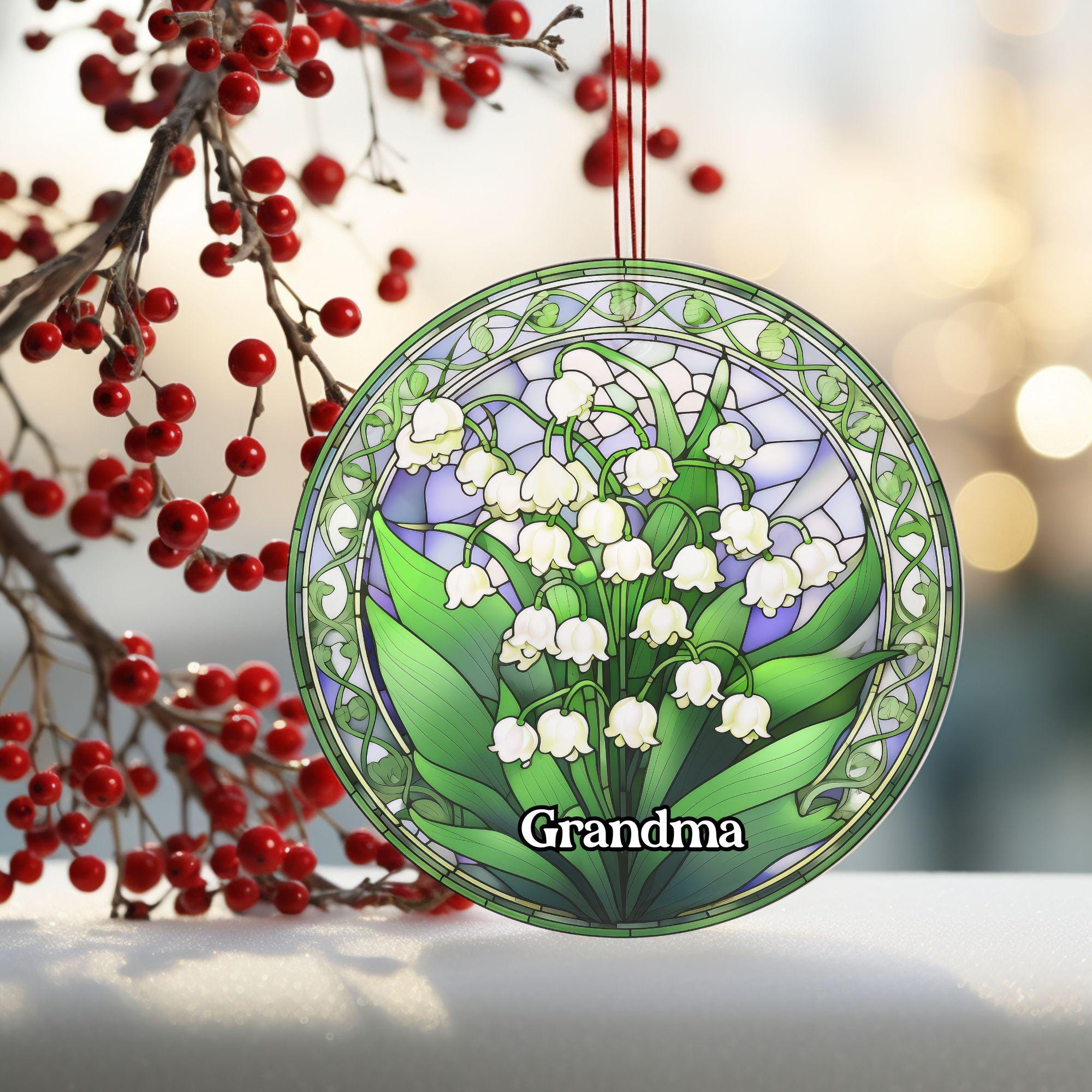 Lily of the Valley Stained Glass Style Suncatcher, Holiday Ornament ...