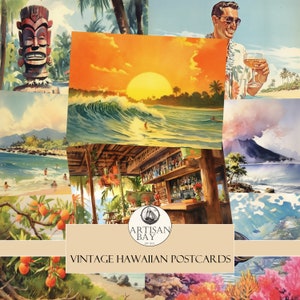 Vintage Hawaii Postkarten, Hawaii Postkarten, tropische Postkarten, Postkarten, druckbare Bilder, Junk Journal Zubehör, Instant Download